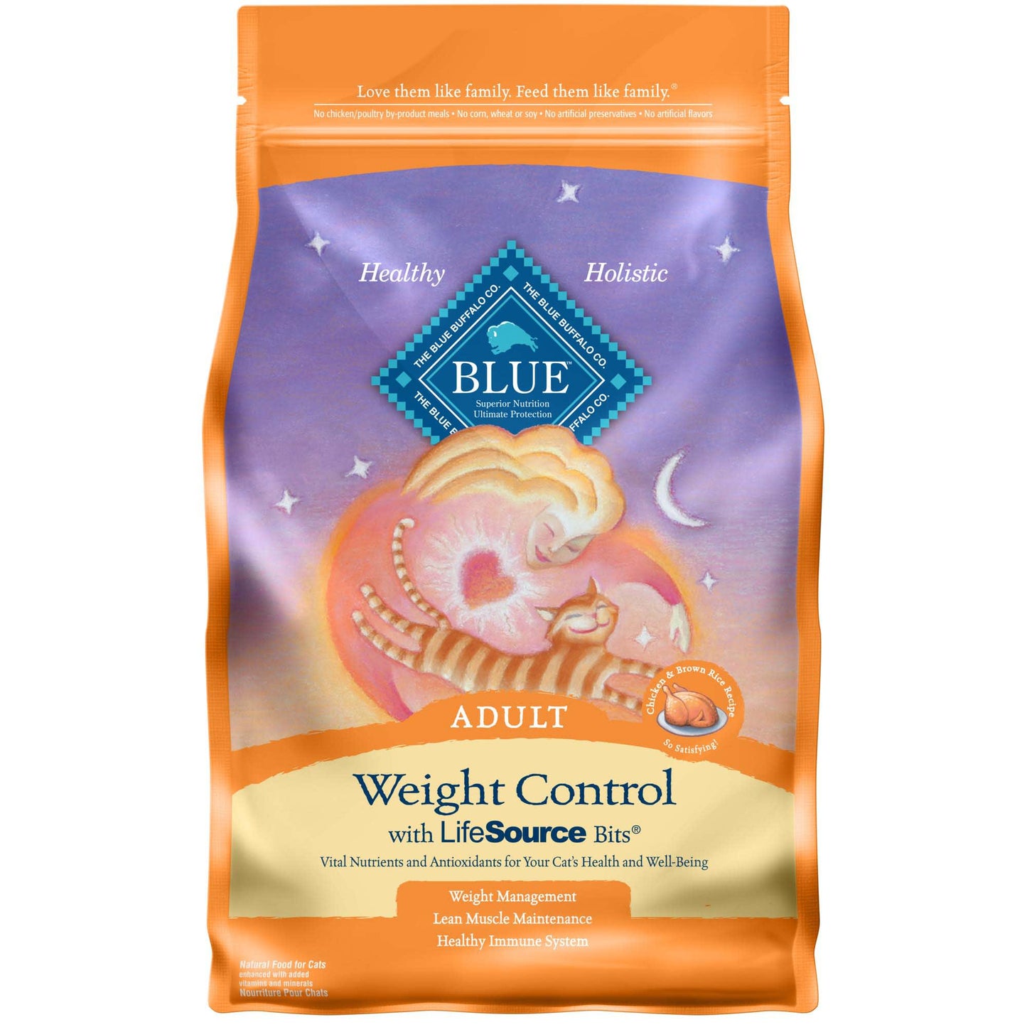 Blue Buffalo Weight Control Chicken and Brown Rice Dry Cat Food for Adult Cats Whole Grain 7 lb. Bag
