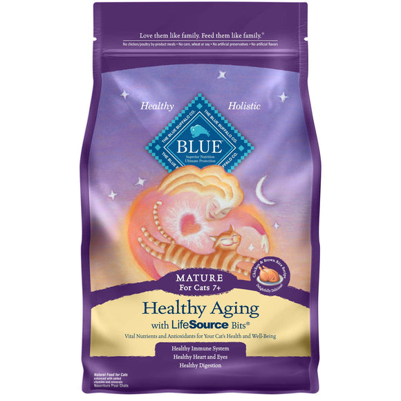 Blue Buffalo Healthy Aging with Chicken & Brown Rice Mature Premium Senior Dry Cat Food - 7lbs