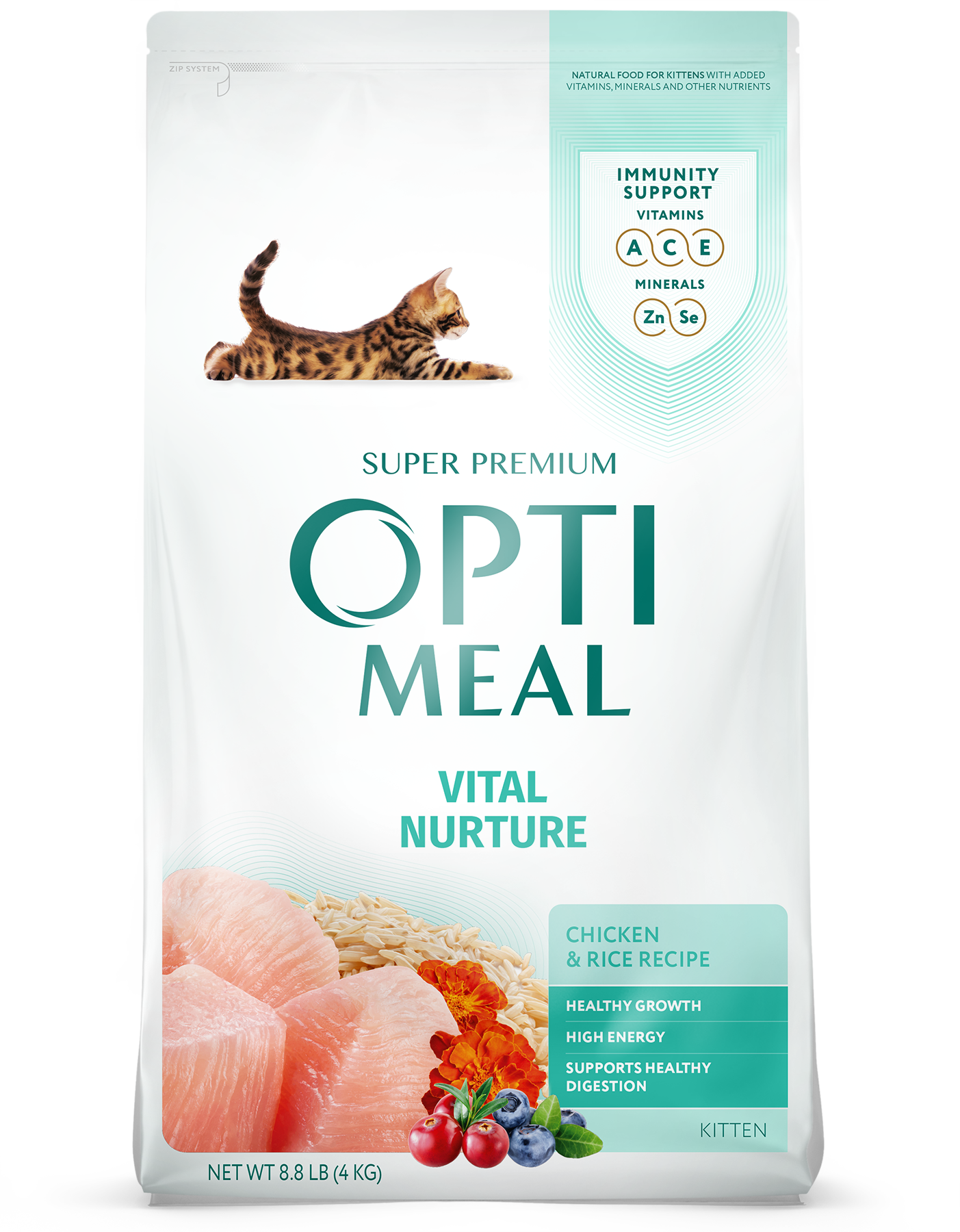 Optimeal Dry Cat Food 3.3lb Kitten Chicken