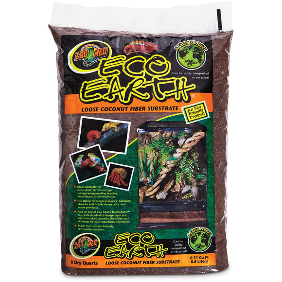 Zoo Med Eco Earth Loose Coconut Fiber Reptile Substrate, 8 Dry Qt