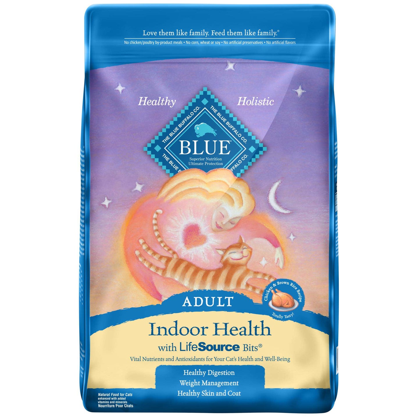 Blue Buffalo Indoor Health Chicken and Brown Rice Dry Cat Food for Adult Cats Whole Grain 3 lb. Bag