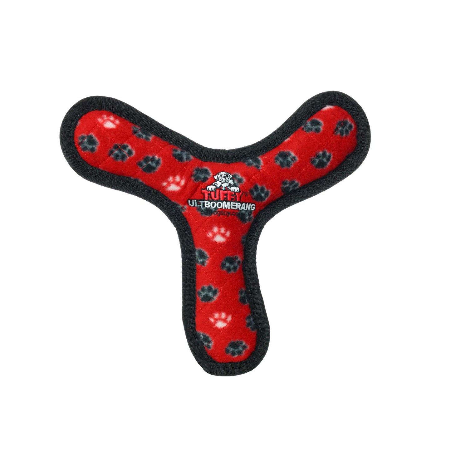 Tuffy Ultimate Boomerang Red Paw Squeaky and Durable Dog Toy