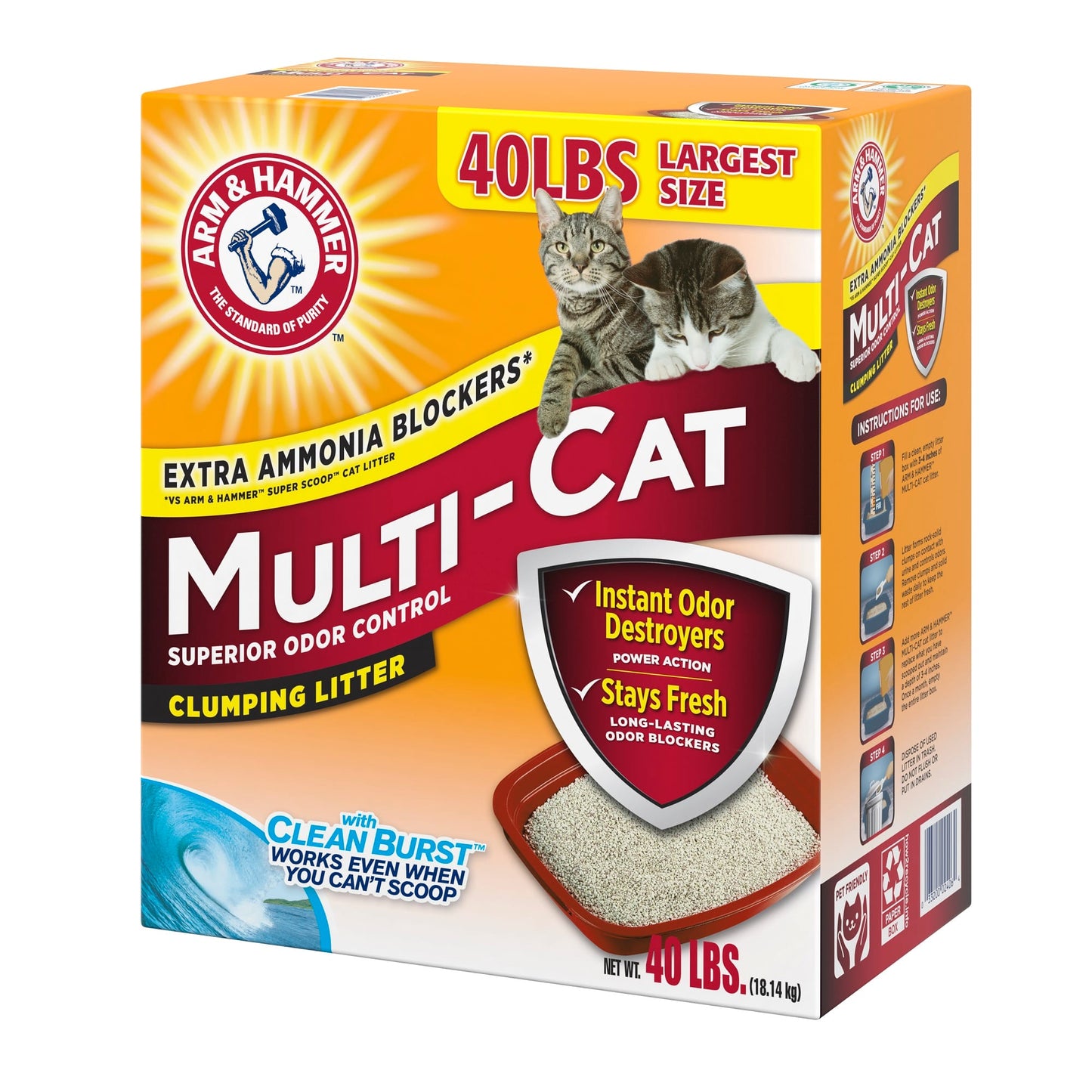Arm & Hammer Multi-Cat Superior Odor Control with Clean Burst Clumping Cat Litter 40lb