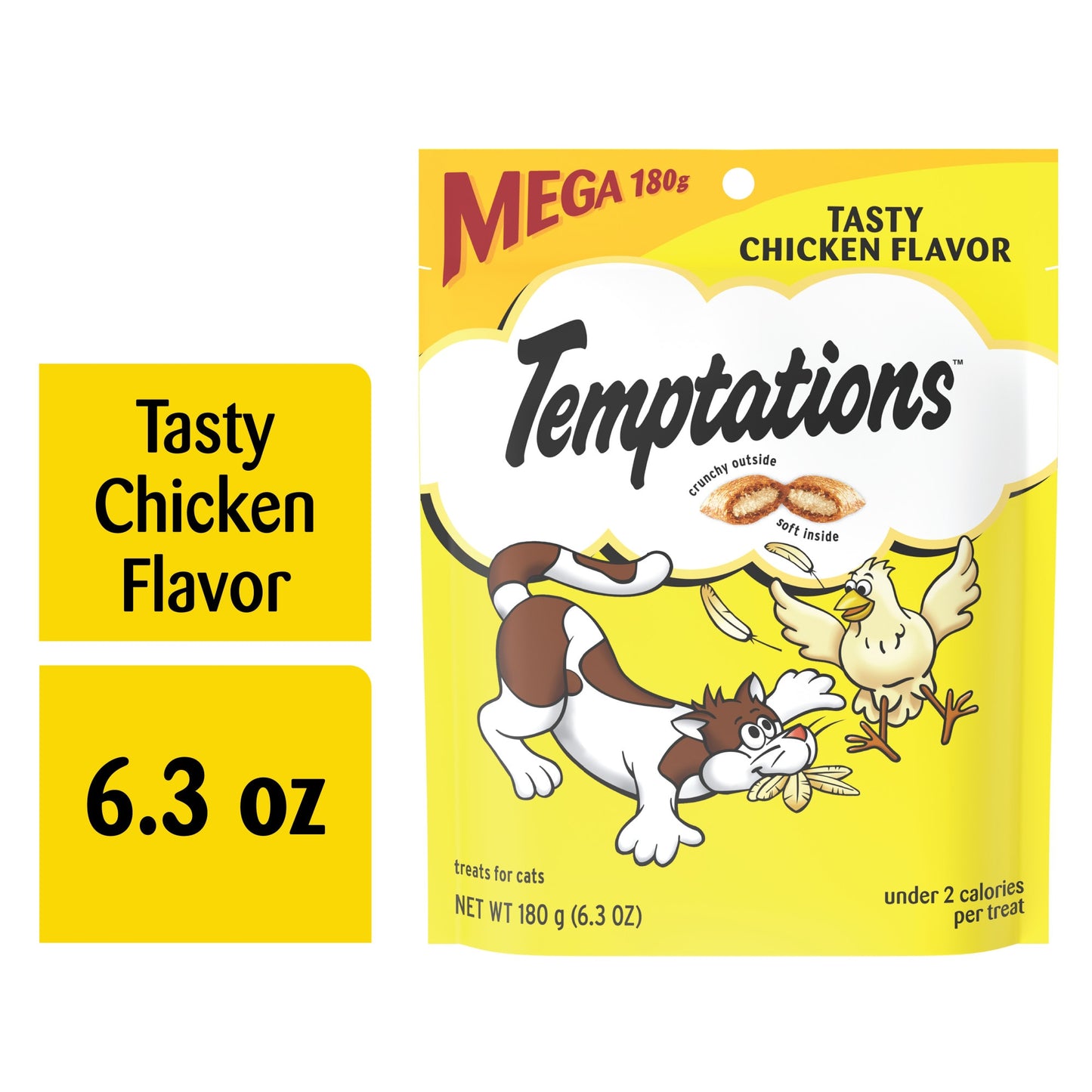 TEMPTATIONS Classic Crunchy and Soft Cat Treats Tasty Chicken Flavor 6.3 oz. Pouch
