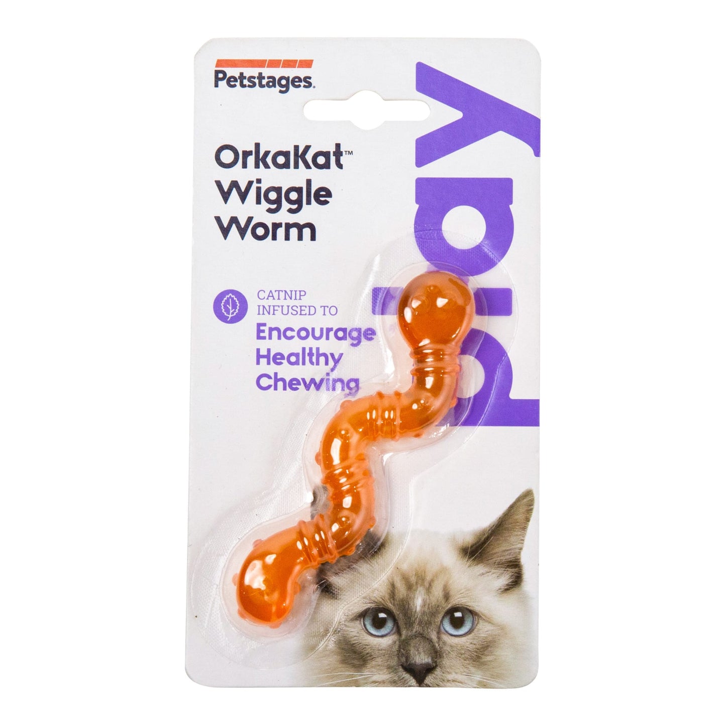 Petstages Orkakat Wiggle Worm Cat Toy Orange