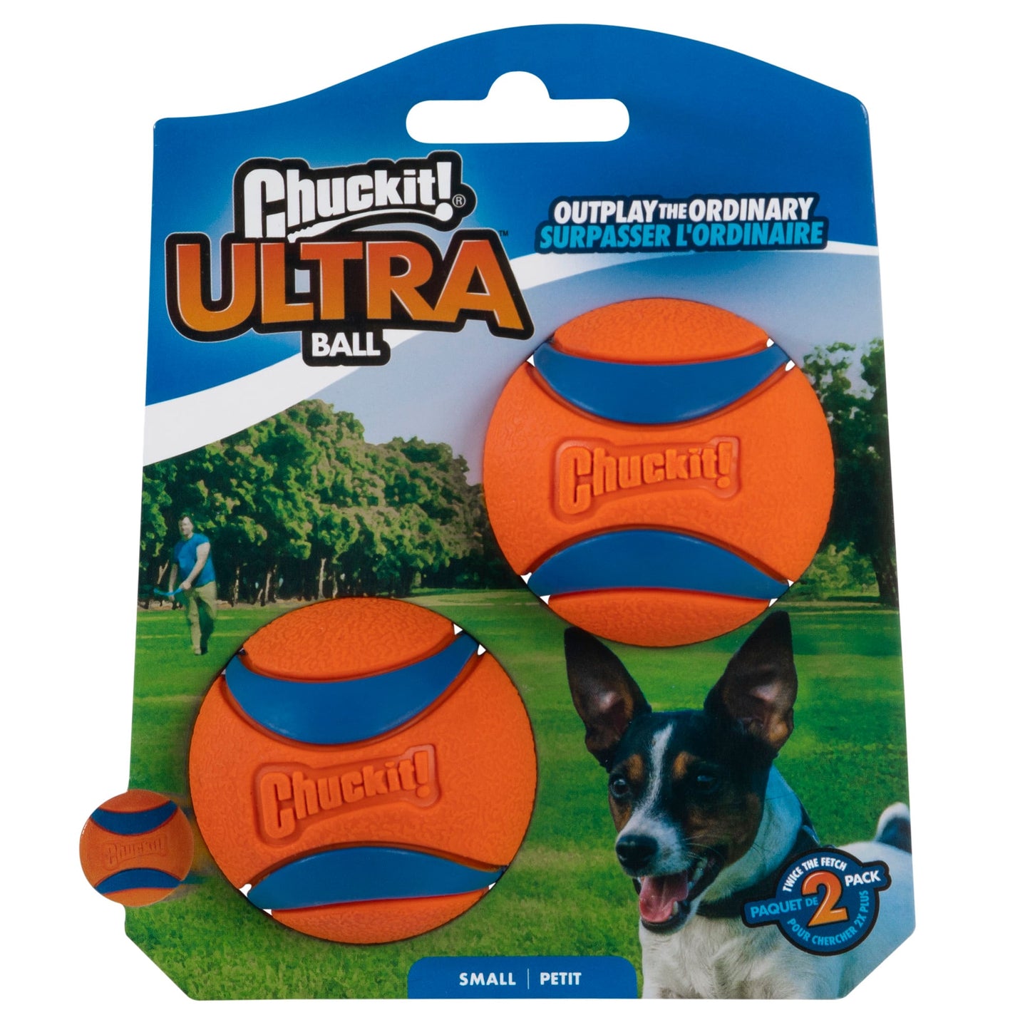 Chuckit! Ultra Dog Toy Ball Bounces and Floats Bright Orange and Blue Small