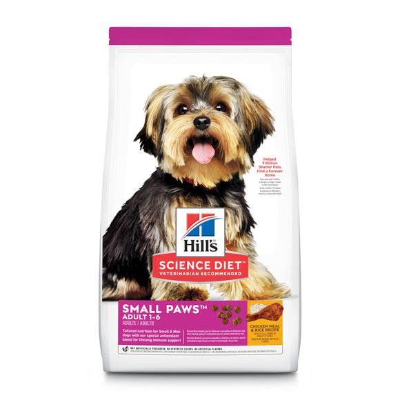 Hill's Science Diet Adult Small Paws Chicken Meal & Rice Recipe Dry Dog Food, 4.5 lb bag