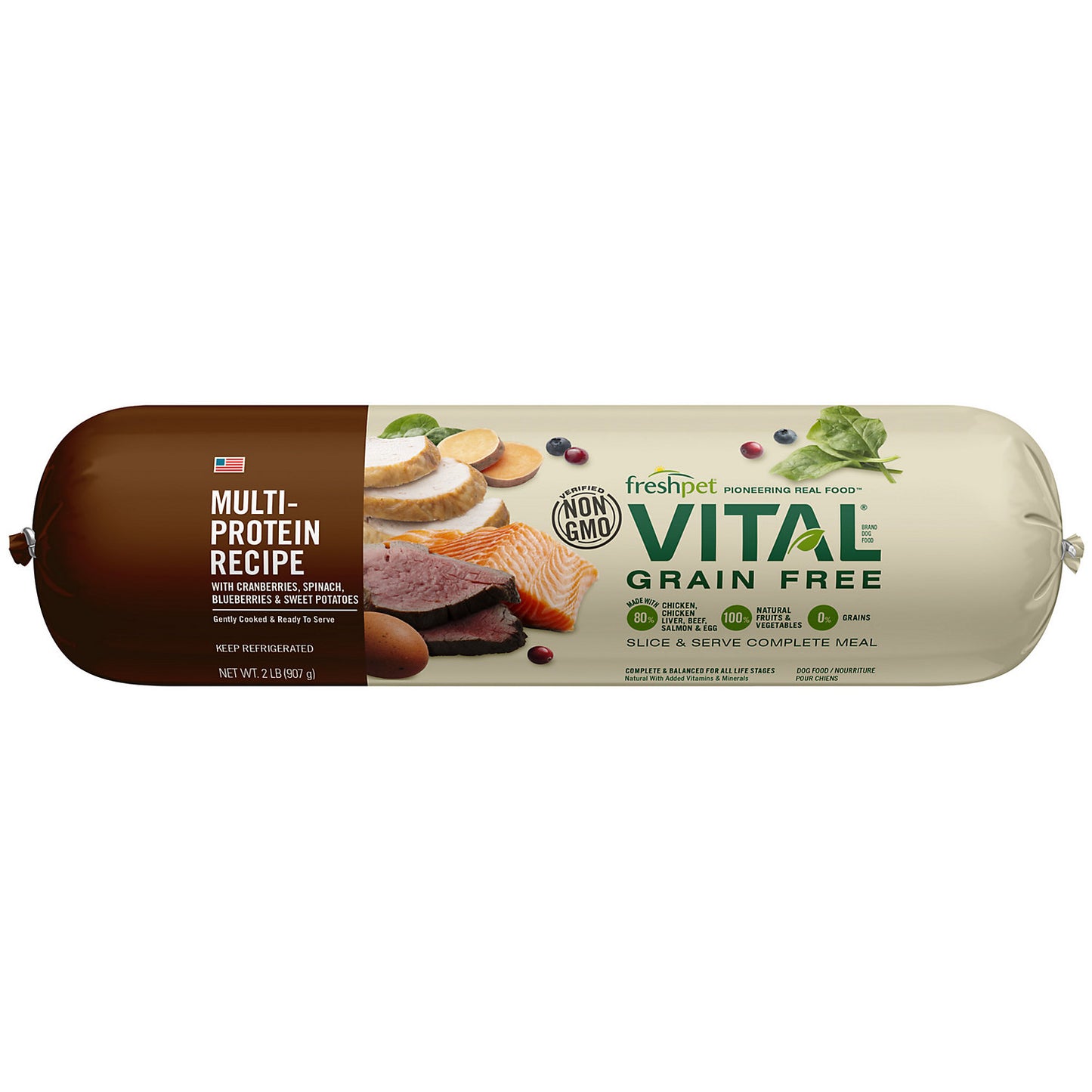 Freshpet Vital Grain Free Chicken, Beef, Salmon & Egg, 2 Lb