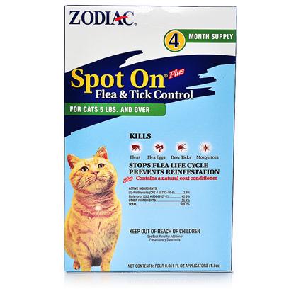 Zodiac Spot On Flea & Tick Control For Cats over 5lbs 4pk