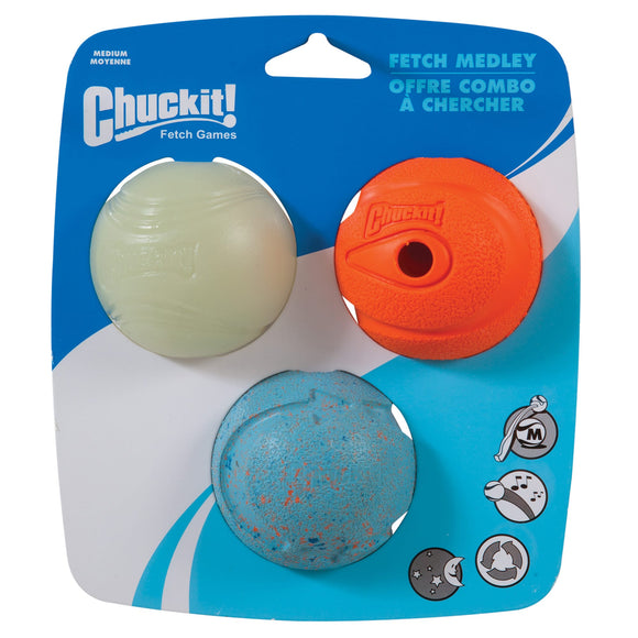 Chuckit! Fetch Ball Medley Dog Toy  Medium  3 Count
