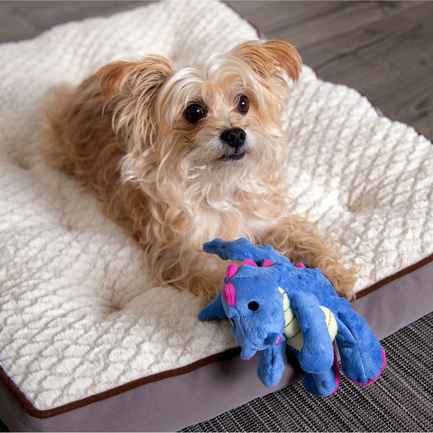 goDog Dragons Durable Plush Squeaker Dog Toy Large Pink