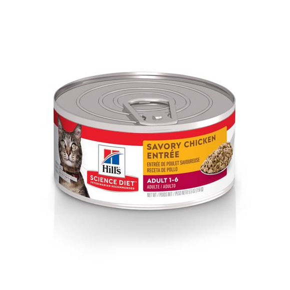 Hill's Science Diet Savory Chicken Entree Minced Premium Cat Food Adult 1-6, 5.5 oz