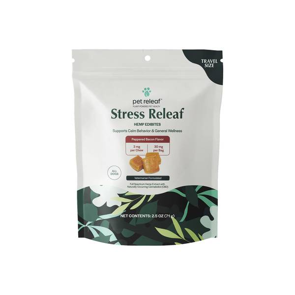 Pet Releaf 2.5 oz 3mg Stress Releaf Edibites Peppered Bacon Small Dog Chews