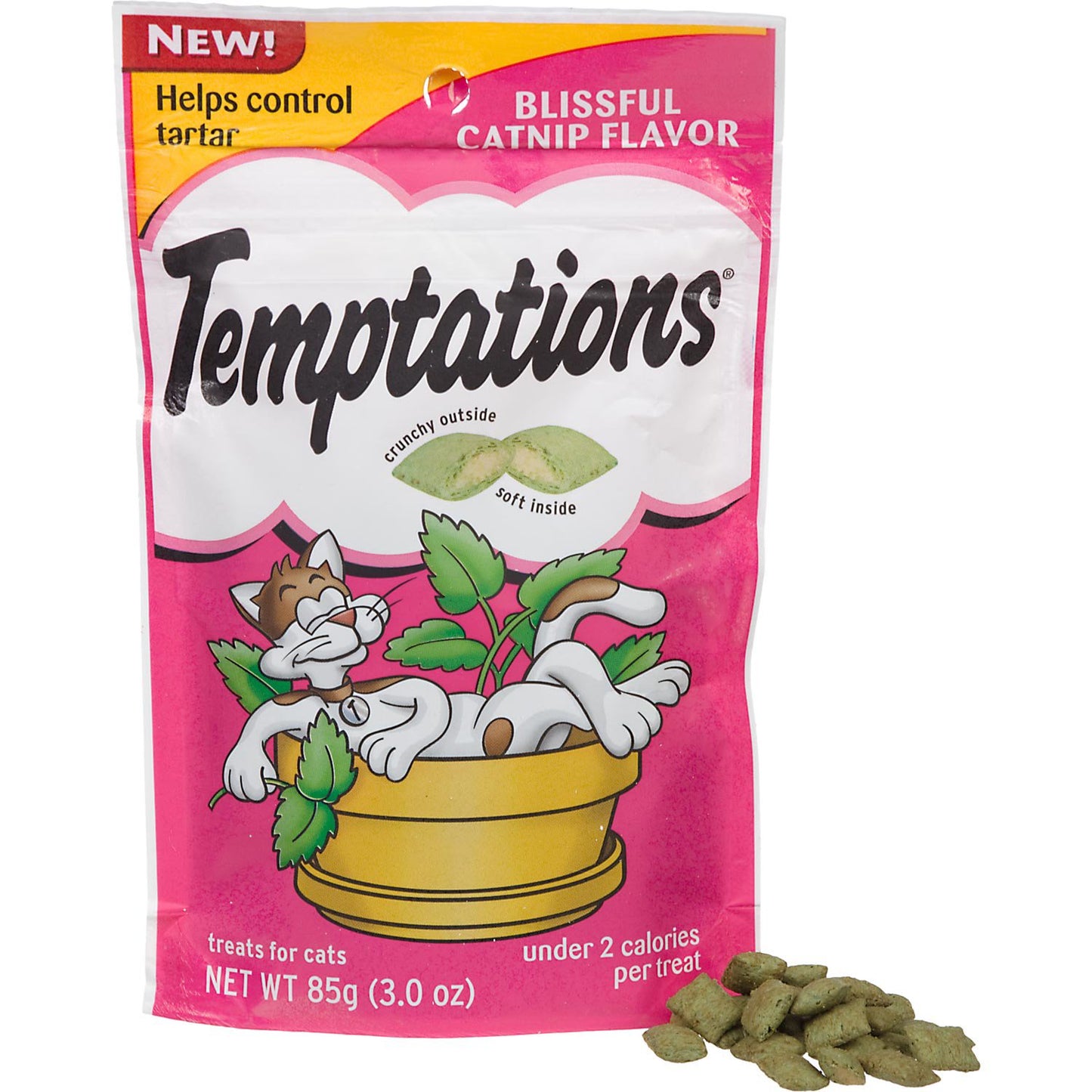 Temptations Blissful Catnip Flavor Topper Classic Crunchy & Soft Treat for Cat 3 oz.