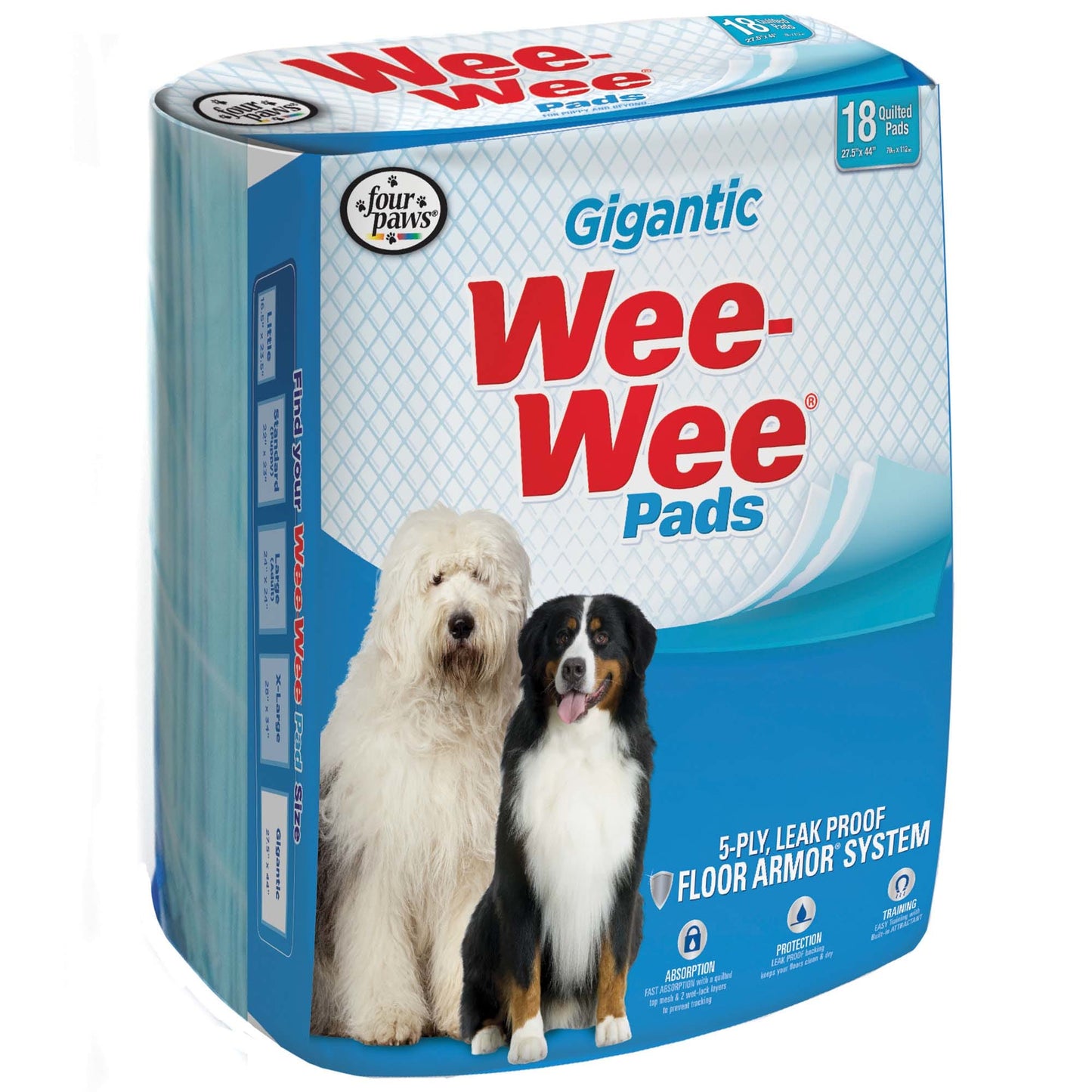 Four Paws Wee-Wee Pads 27.5 in x 44 in 18 count XXL
