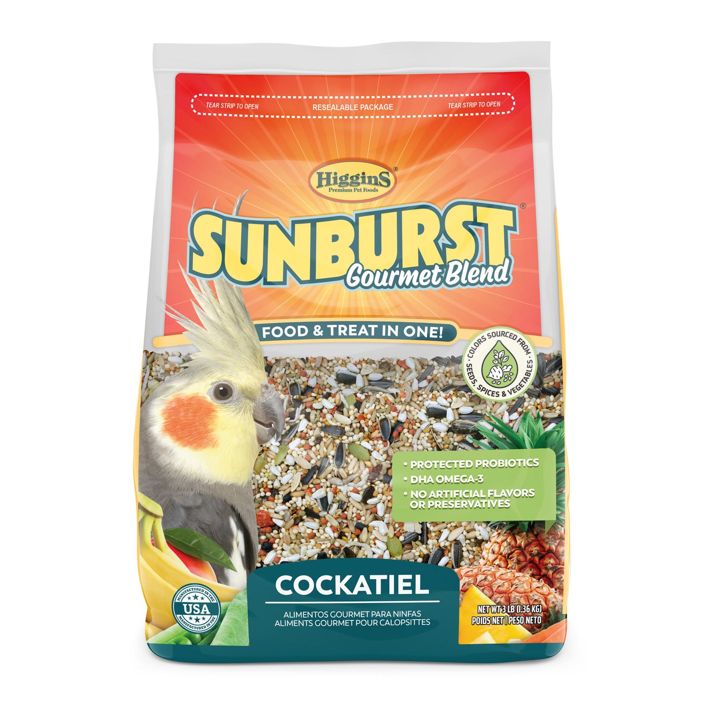 Higgins Sunburst Cockatiel Bird Food, 3 Lb