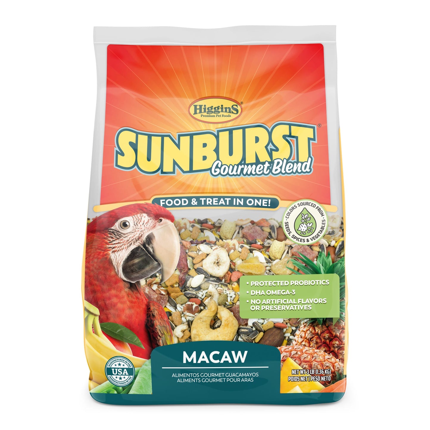 Higgins Sunburst Macaw Bird Food 3 Lb