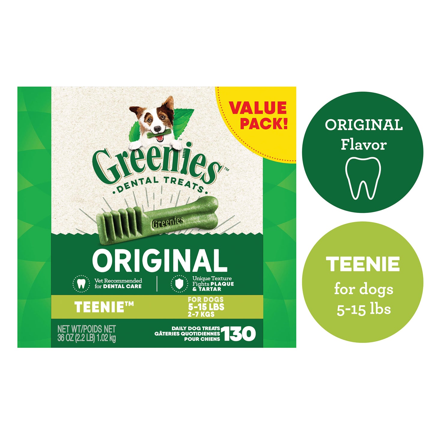 GREENIES Original TEENIE Natural Dental Dog Treats 36 oz. Pack