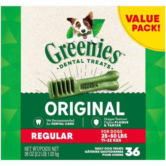 GREENIES Original Regular Size Natural Dental Dog Treats  36 oz. Pack