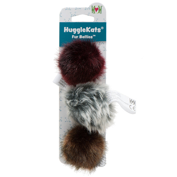 HuggleKats Fur Ballies Plush Cat Toys, 3-Pack