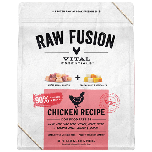 Vital Essentials Raw Fusion Chicken Entrée Patties Frozen Raw Dog Food 6 lb
