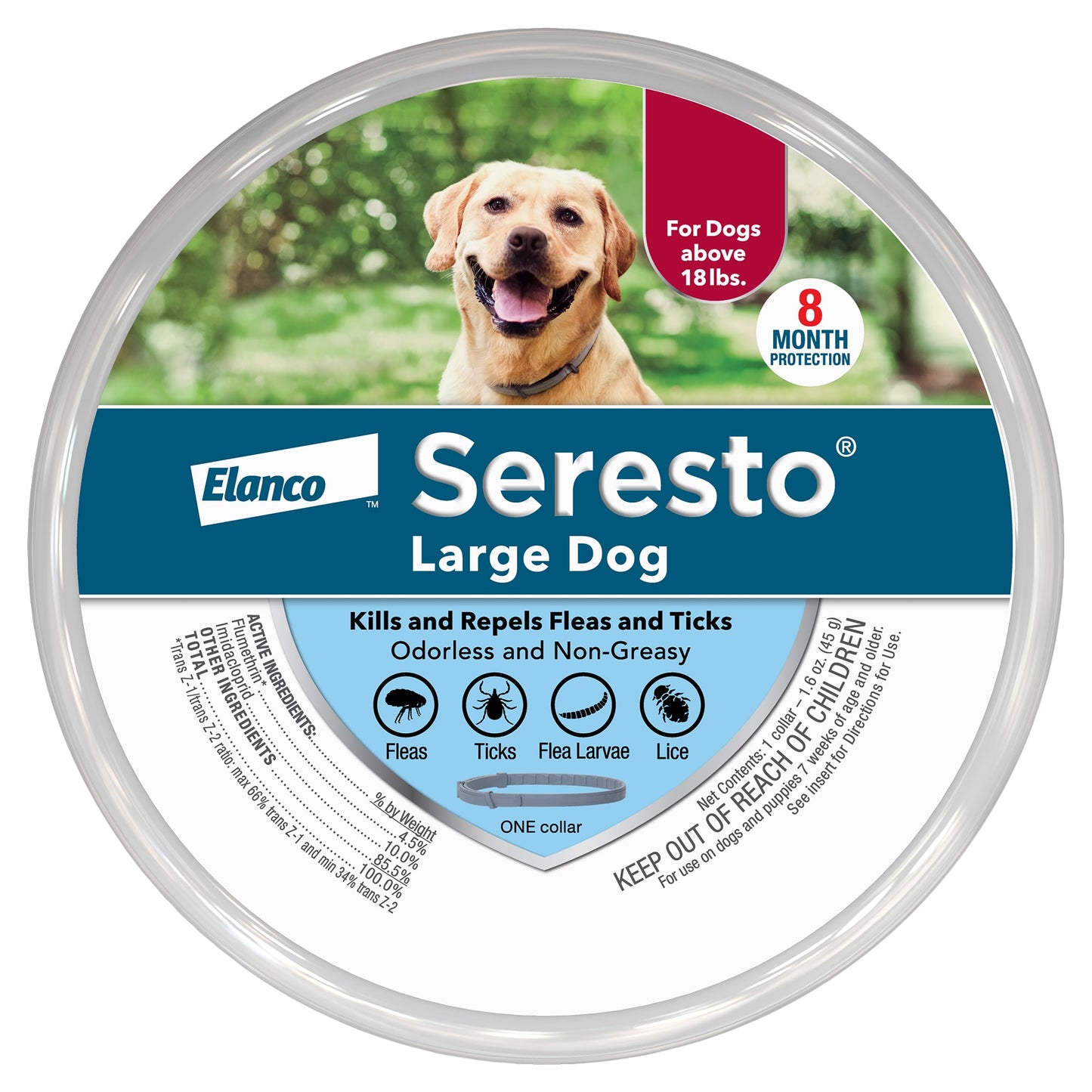 Seresto for Large Dogs 8 Month Flea and Tick Prevention Collar