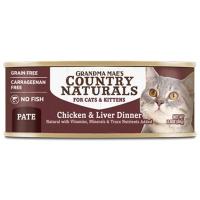 Grandma Mae's Country Naturals Pate Dinner Canned Cat Food Chicken Liver, 2.8 oz