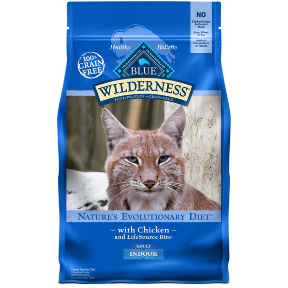 Blue Buffalo Wilderness High Protein Indoor Chicken Dry Cat Food for Adult Cats  Grain-Free  5 lb. Bag
