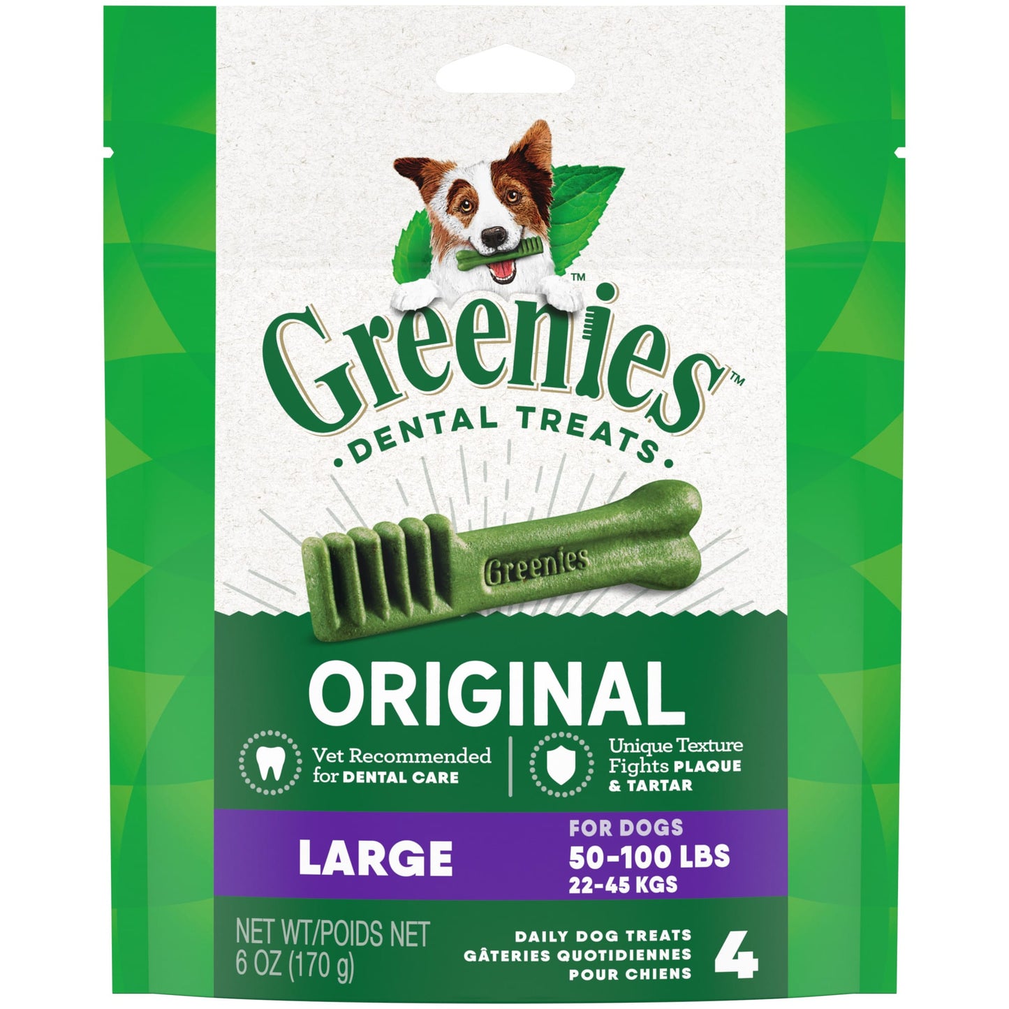 GREENIES Original Large Natural Dental Dog Treats 6 oz. Pack (4 Treats)
