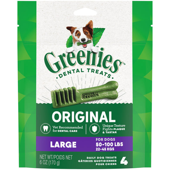 GREENIES Original Large Natural Dental Dog Treats  6 oz. Pack (4 Treats)