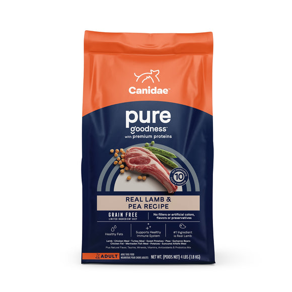 Canidae Pet Foods Pure Elements CD01573 Grain-Free Fresh Lamb Formula Adult Natural Dog Food, 4 lb, Bag