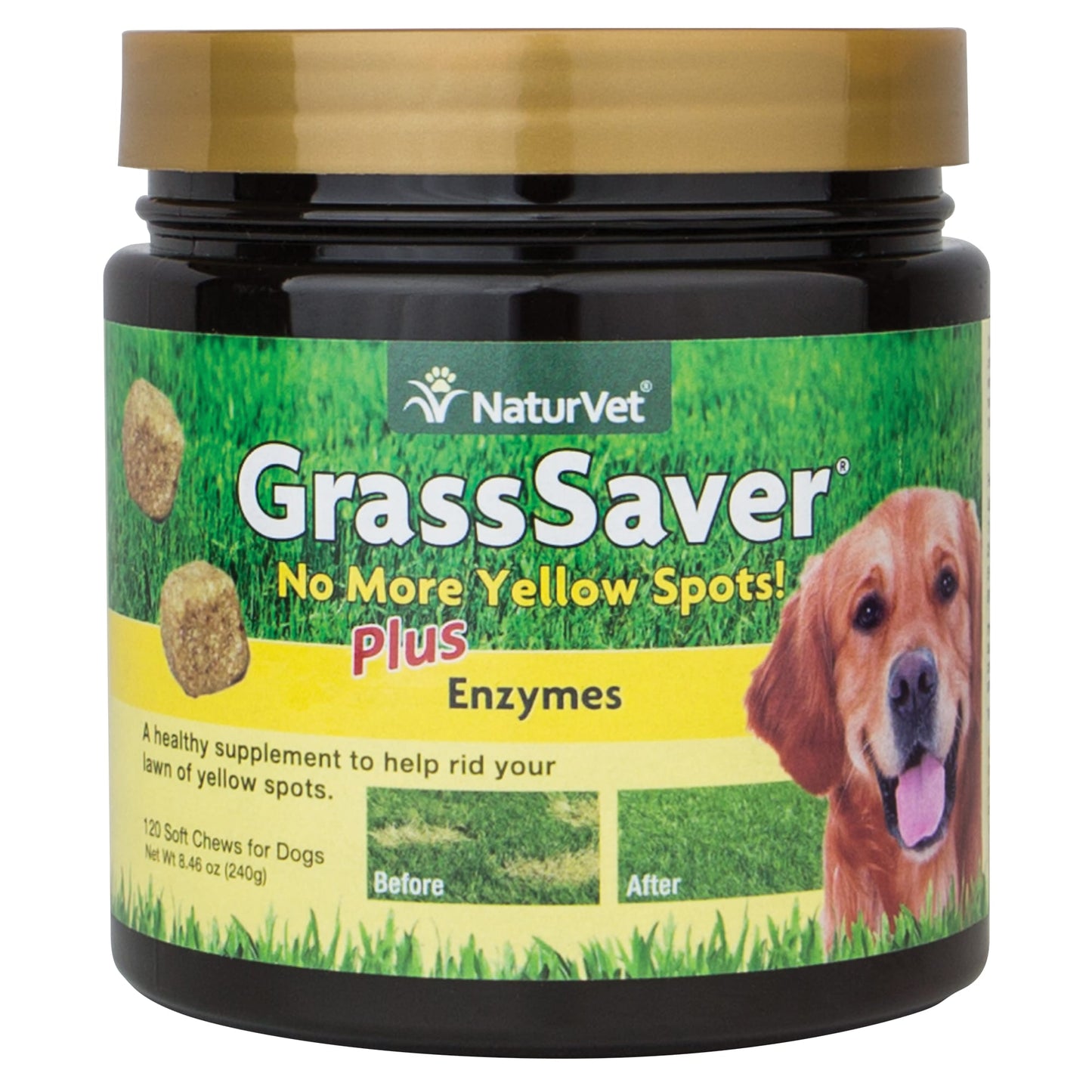 NaturVet GrassSaver Tasty Soft Chew Supplement for Dogs 120 Soft Chews