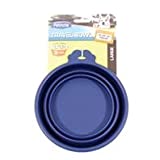 Petmate Silicone Round 3-Cup Travel Bowl for Pets Navy Blue
