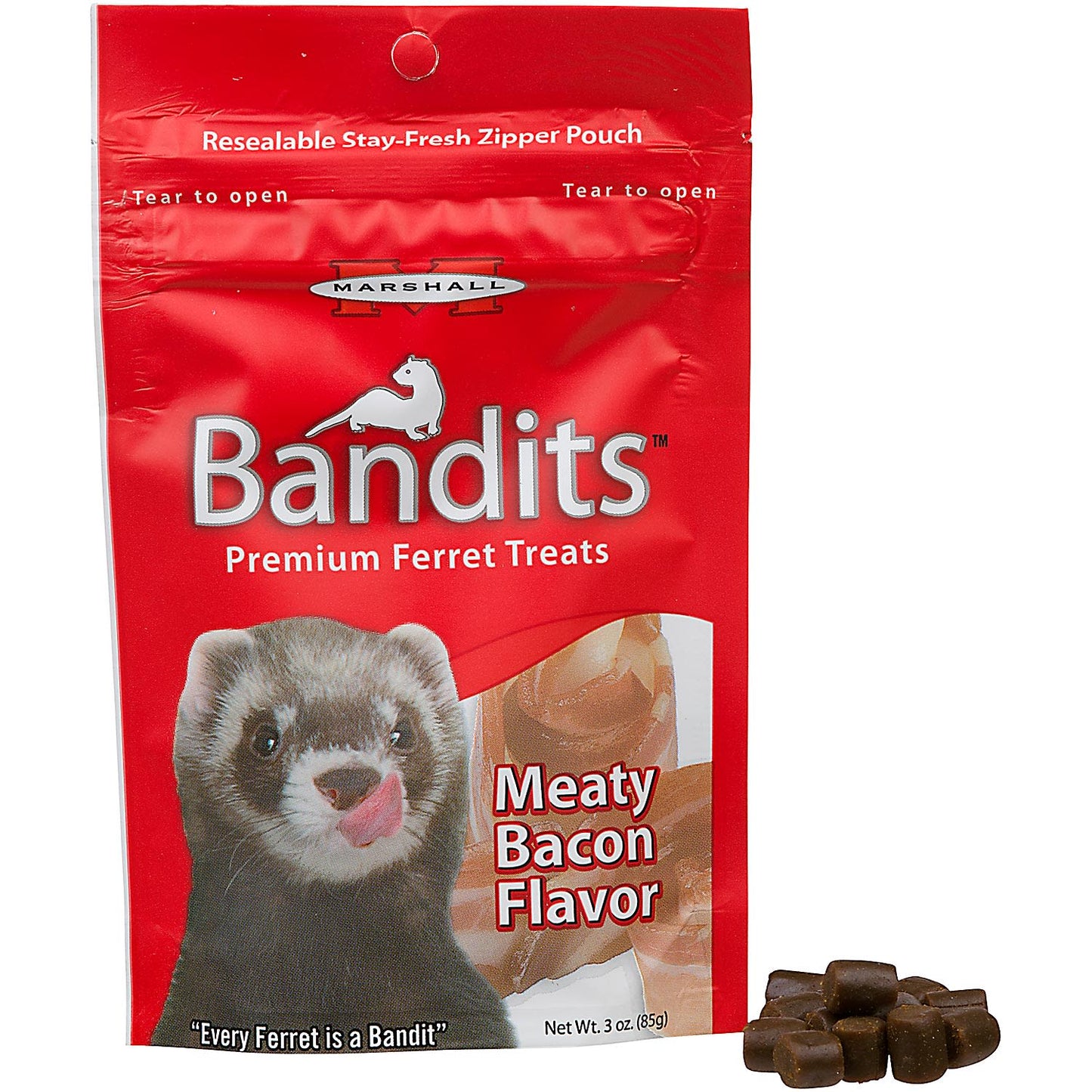 Marshall Pet Bandits Ferret Treat Meaty Bacon 3oz Free Shipping
