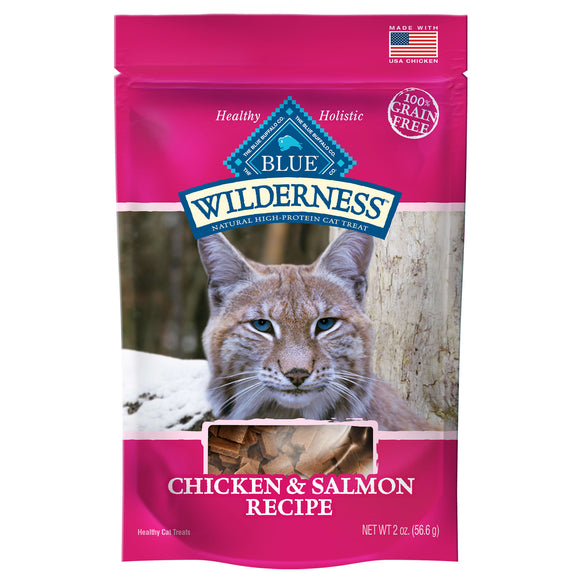 Blue Buffalo Wilderness Chicken & Salmon Flavor Soft Treats for Cats  Grain-Free  2 oz. Bag