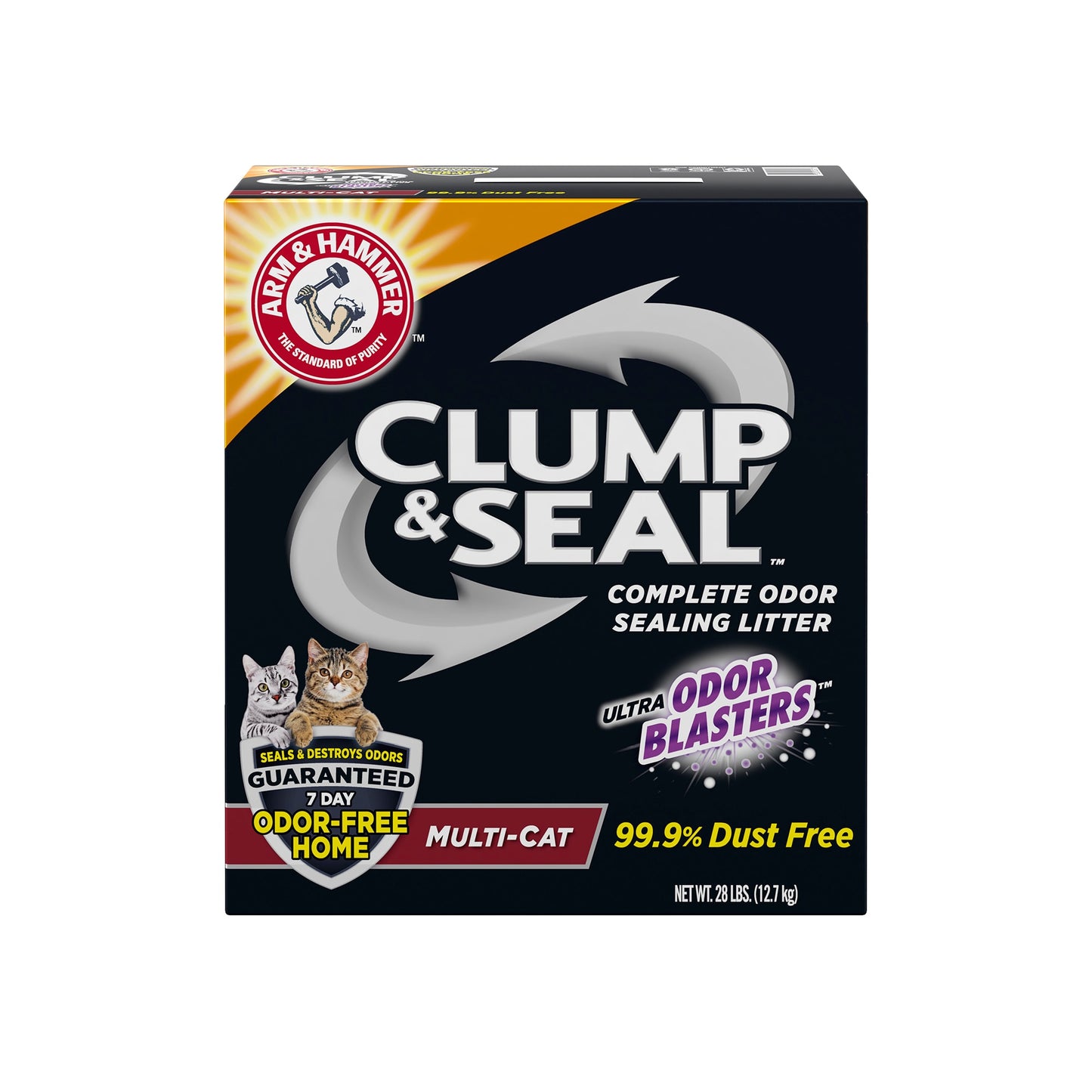 Arm Hammer Clump Seal Litter Multi-Cat Complete Odor Sealing Clumping Clay Cat Litter 28lb