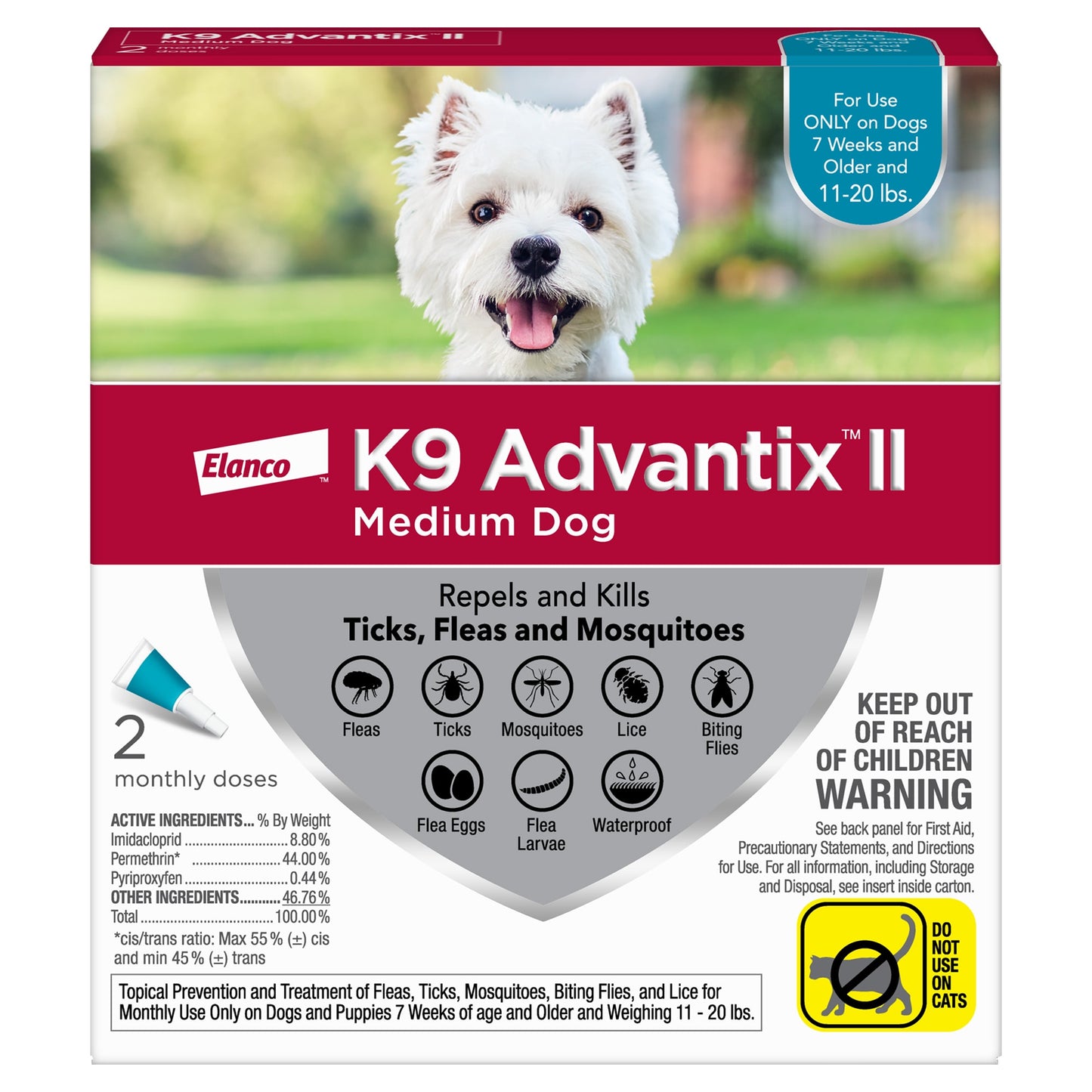 K9 Advantix II Flea and Tick Treatment for Medium Dogs 2-Pack