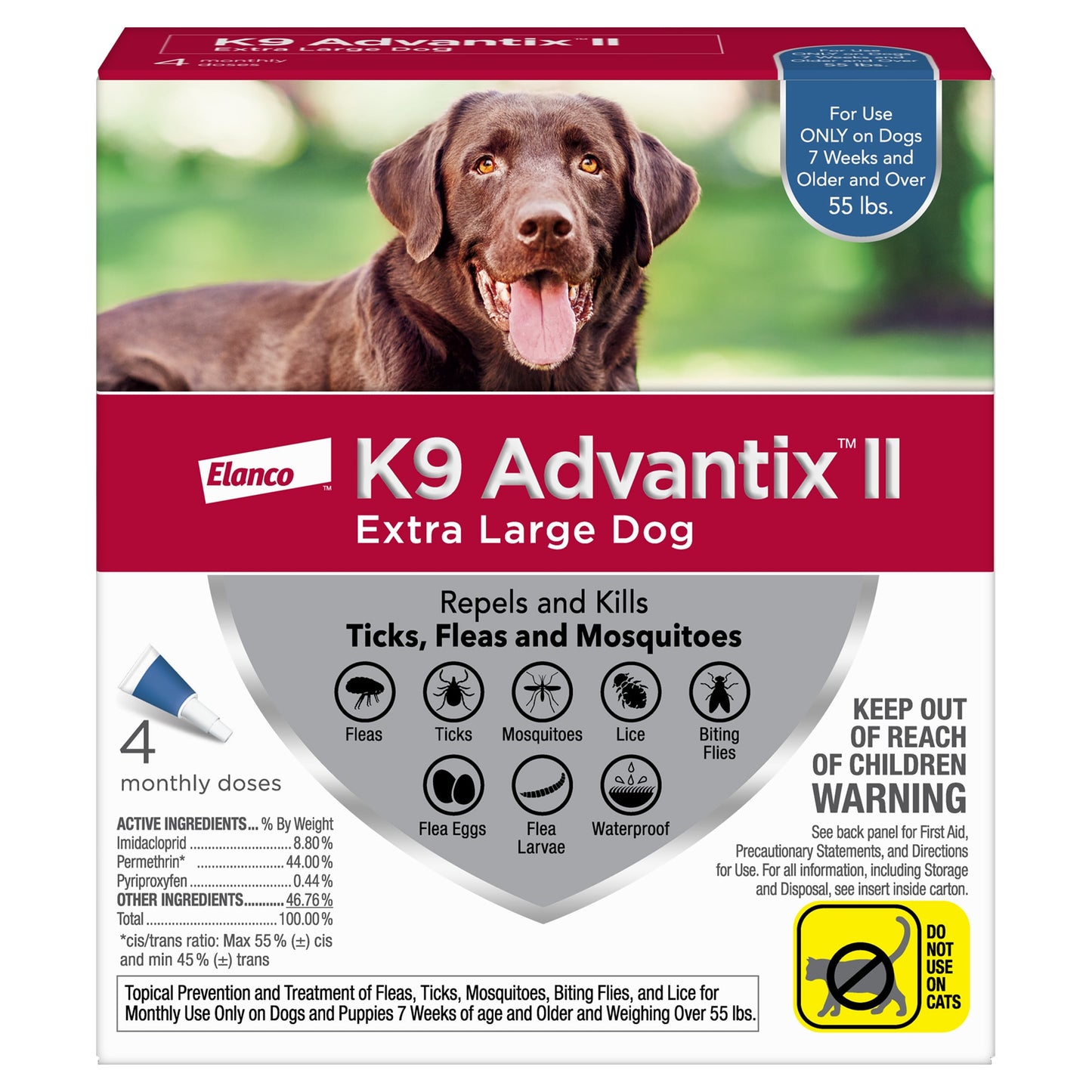 K9 Advantix II Flea and Tick Treatment for Extra Large Dogs 4-Pack