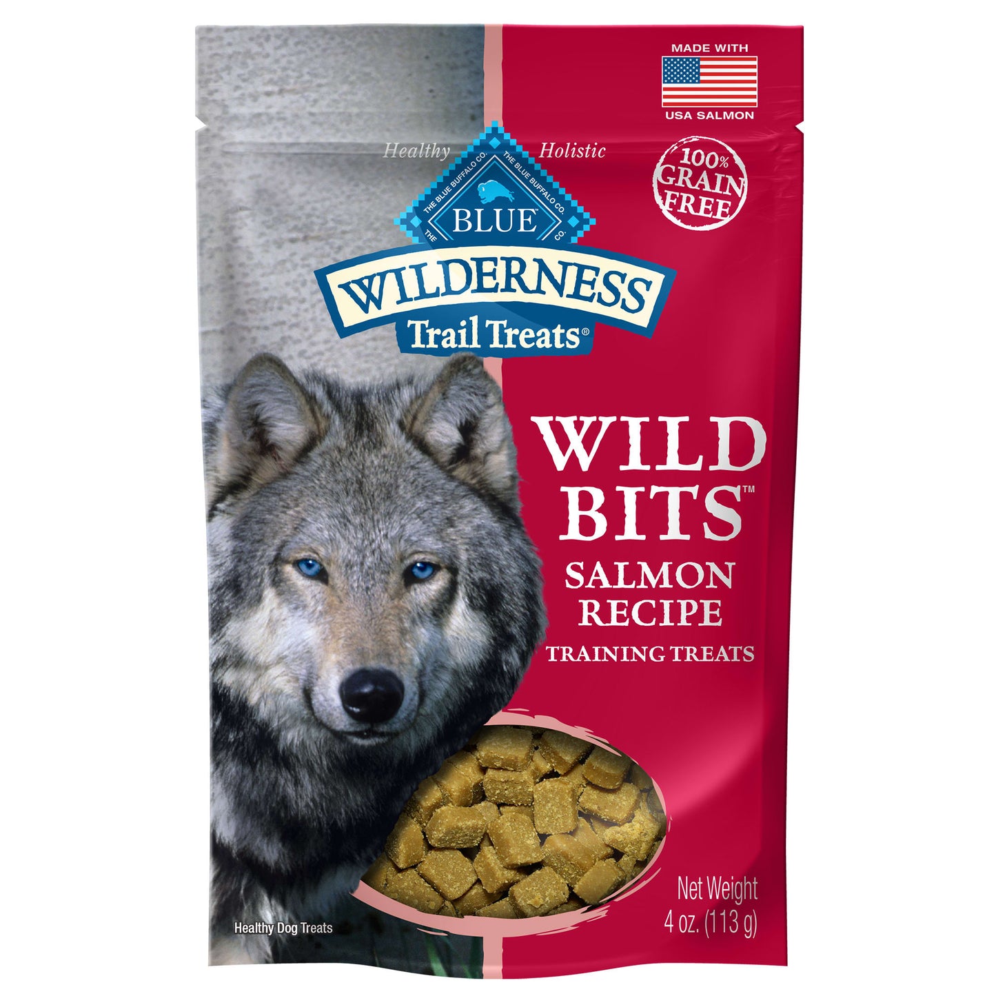 Blue Buffalo Wilderness Trail Treats Wild Bits High Protein Training Treats Salmon Flavor Soft Treats for Dogs Grain-Free 4 oz. Bag