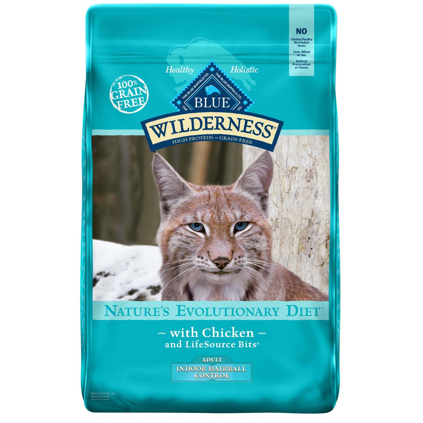 Blue Buffalo Wilderness High Protein Indoor Hairball Control Chicken Dry Cat Food for Adult Cats Grain-Free 5 lb. Bag