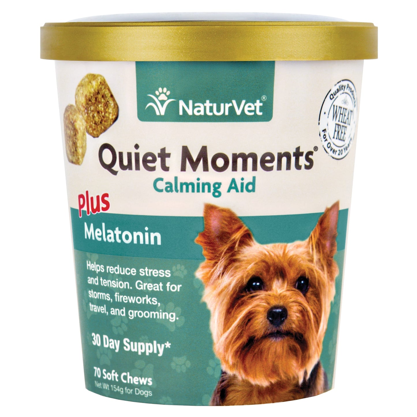 NaturVet Quiet Moments Calming Aid Supplement for Dogs 70 Soft Chews