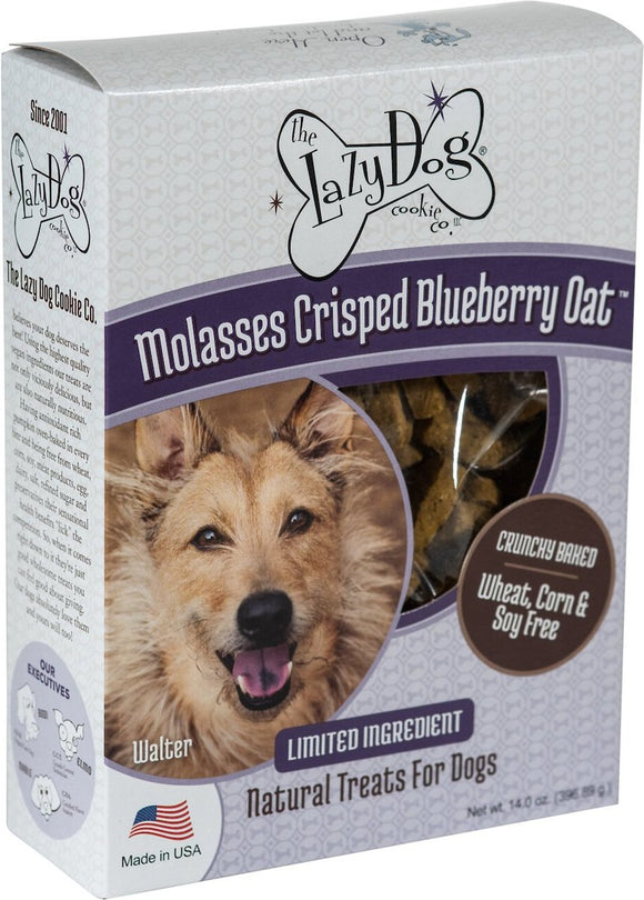 The Lazy Dog Cookie Co. Limited Ingredient Molasses Crisped Blueberry Oat Crunchy Baked Dog Treats, 14-oz box