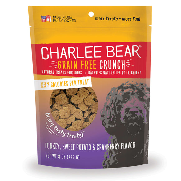 Charlee Bear Natural Bear Crunch Grain-Free Turkey with Sweet Potato & Cranberry Dog Treats 8oz