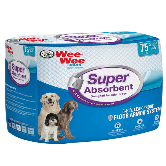 Four Paws Wee-Wee Super Absorbent Pads for Dogs Super Absorbent 75 Count