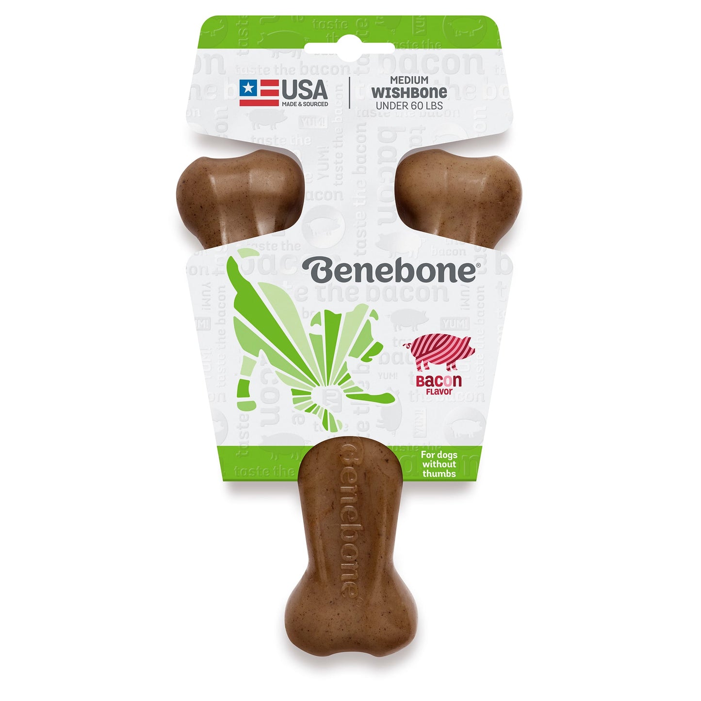 Benebone Wishbone Dog Chew Toy - Bacon - M