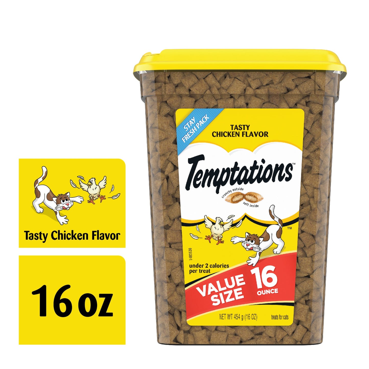 TEMPTATIONS Classic Crunchy and Soft Cat Treats Tasty Chicken Flavor 16 oz. Tub