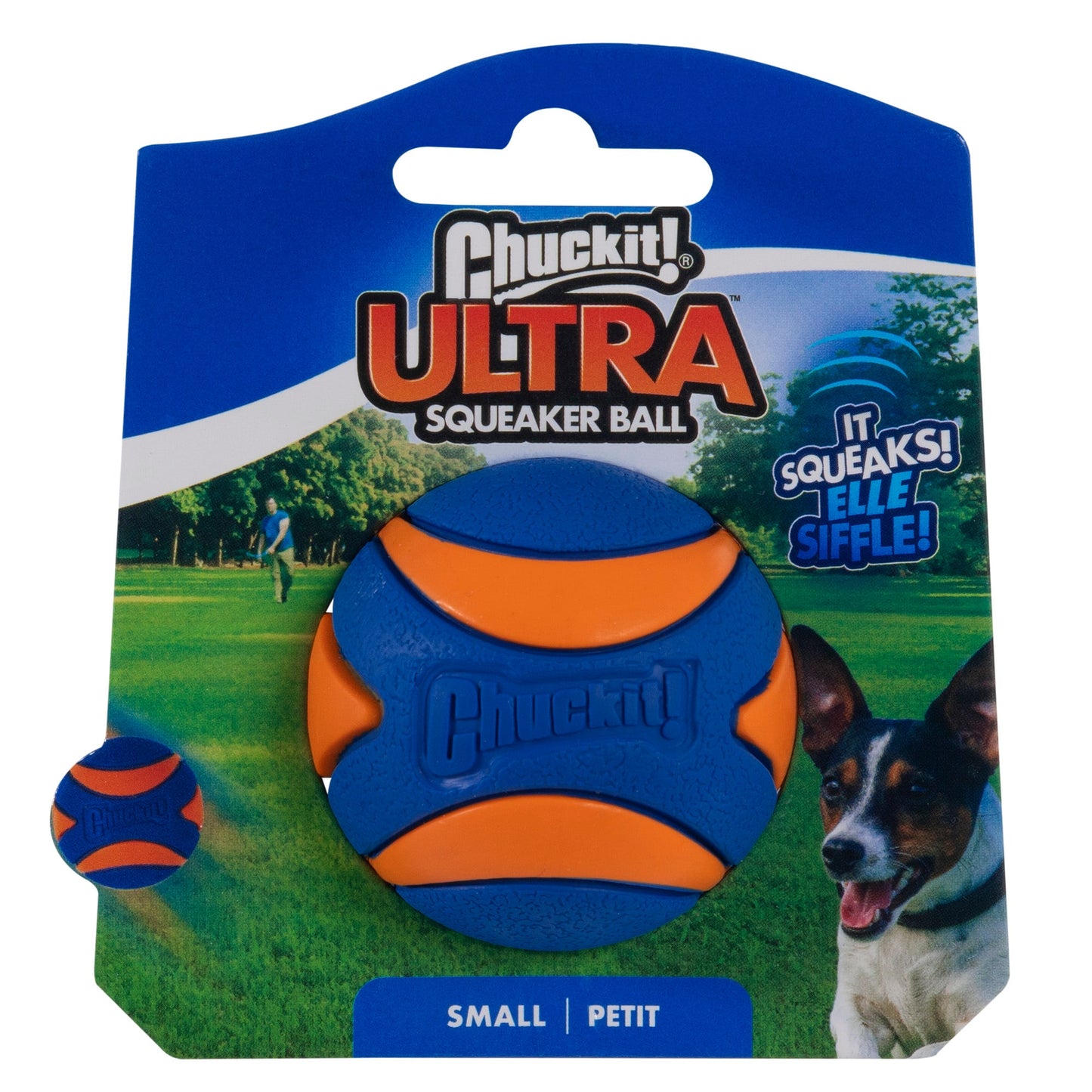 Petmate 52070 2 Small Orange/Blue Chuckit Squeaker Ball