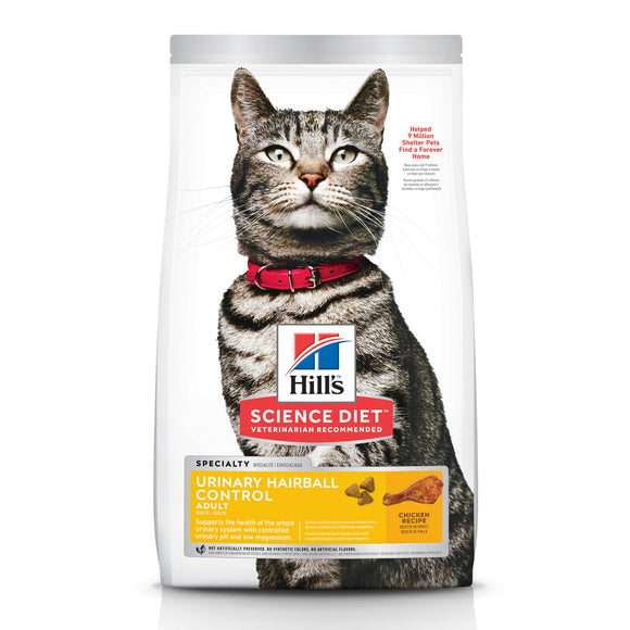 Hill's Science Diet Adult Urinary & Hairball Control Chicken Recipe Dry Cat Food, 3.5 lb bag