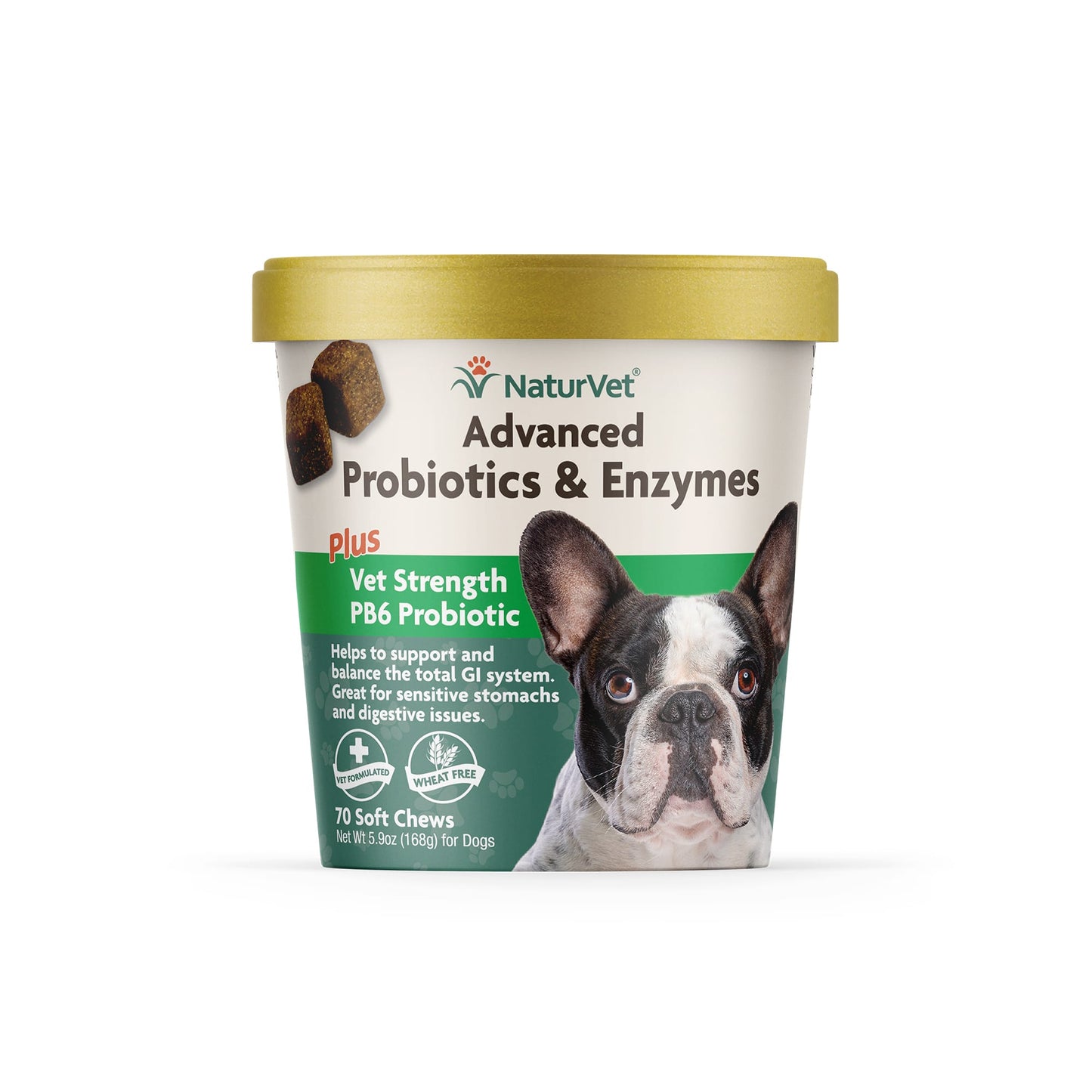 NaturVet Advanced Probiotics & Enzymes Supplement for Dogs 70 Soft Chews
