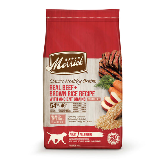 Merrick Classic Beef and Brown Rice with Ancient Grains Dry Dog Food  25 Lb